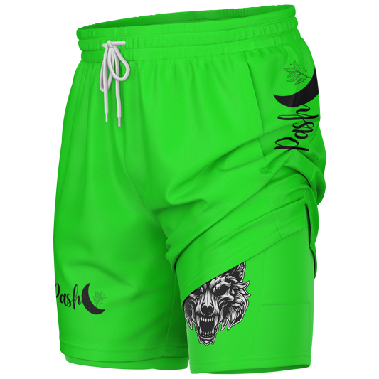 Pash 2 in 1 Shorts ( Green Wolf ) NEW